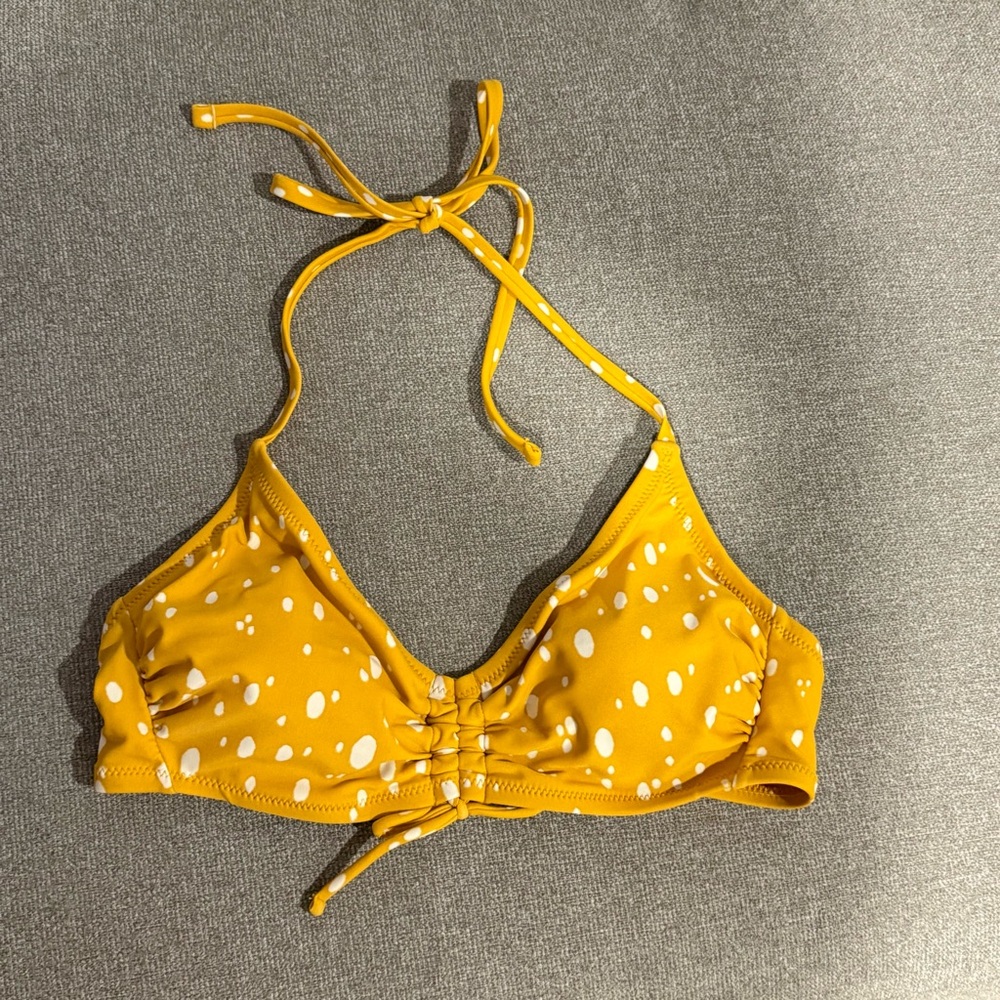 Kona Sol Mustard Bikini Top with White Dots